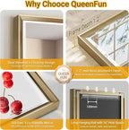 Gold Bathroom Mirror, 22x30 Brushed Gold Bathroom Mirror Beveled Edge, - Image 8