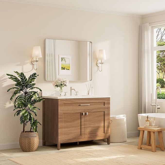 TETOTE Brushed Nickel Mirror 40 x 30 Inch - Image 2