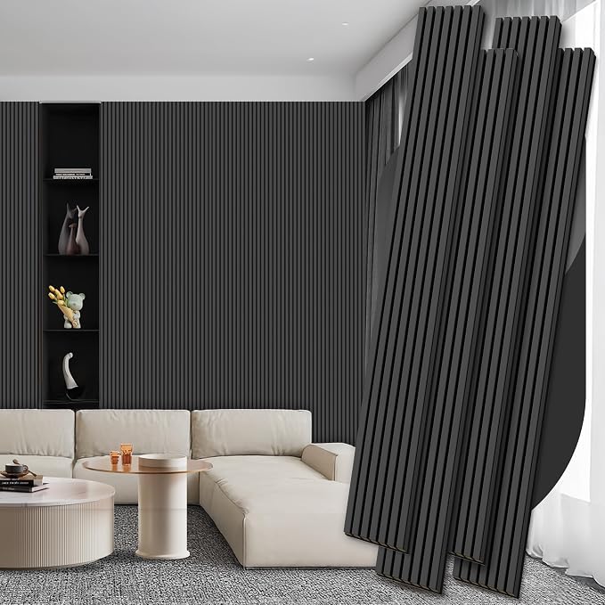 4 Pack Wood Panels for Wall, 106.3" × 11" Wood Slat Acoustic Panels for Wall by Ritollo