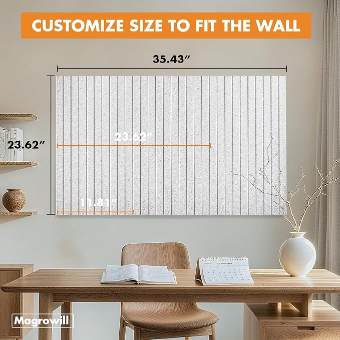 Cork Board Tiles for Wall with Push Pins, Removable 36" x 24" Slat Bulletin - Image 2