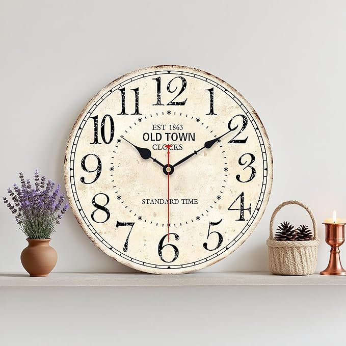 14 Inch Retro Round Wall Clock Old Town Vintage Antique Style Battery Operated - Image 6
