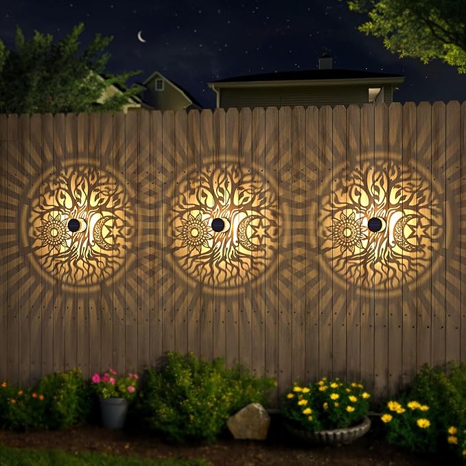 4 Pack Large Solar Fence Lights Metal Solar Powered Outdoor Wall Deck Step - Image 3