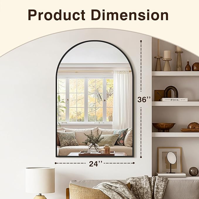 Vanity Bathroom Mirror for Wall, 2 Pack 36”x24” Arched Bathroom Mirror for Over - Image 3