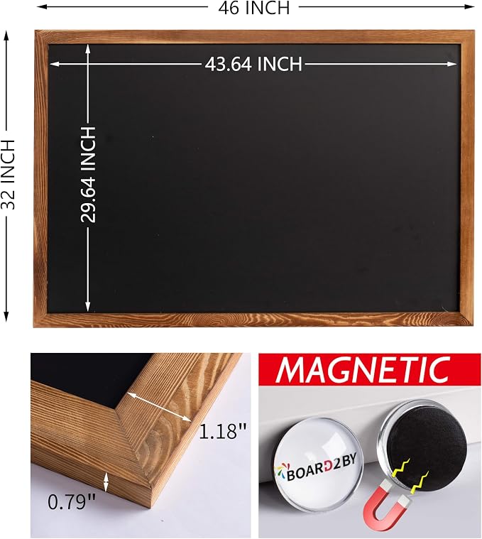 Magnetic Chalkboard Black Board 46 x 32, Extra Large Chalk Board Blackboard - Image 4