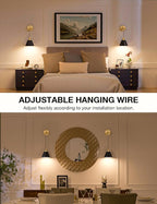 NIORSUN Gold & Black Battery Operated Wall Sconce Set of 2, 5200mAh Dimmable - Image 6