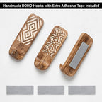 Indian Shelf 10 LB Decorative Wood Adhesive Wall Hooks – Boho Peel and Stick - Image 6
