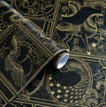 Erfoni 394"x17.7" Vintage Peel and Stick Wallpaper Black and Gold Contact Paper by Erfoni