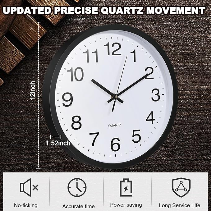 Inbagi 8 Pcs Wall Clock Bulk Large Silent Battery Operated Classroom Clocks - Image 6