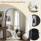 69"x28" Full Length Mirror, Arched Full Body Mirror, Standing Hanging or - Image 7