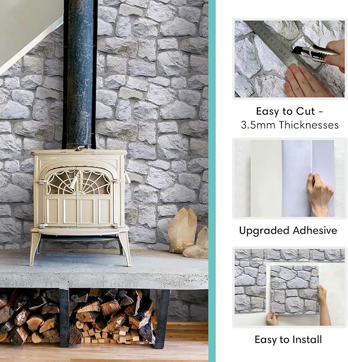Commomy 3D Faux Stone Wall Panel Peel and Stick Wall Tiles - Image 6