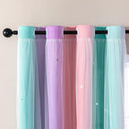 XiDi Curtains for Bedroom Decor, Rainbow Pink Purple Green 62/79/1 - Image 2
