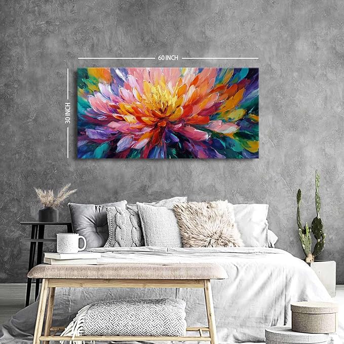 Abstract Lotus Wall Art Zen Wall Decor Large Colorful Lotus Flower Pictures - Image 3