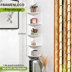 No-Drill Modern Corner Shelf Wall Mount, 5-Tier Floating Storage Rack, Corner - Image 3