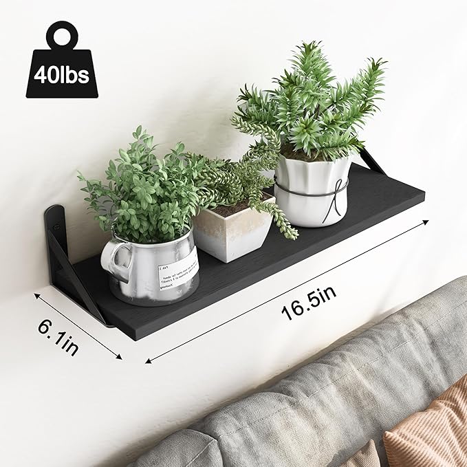 YGEOMER Wall Shelves for Bedroom, 16.5 Inch Floating Shelves for Wall, Shelves - Image 3