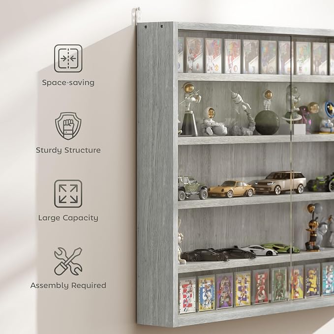 HOMCOM 5-Tier Display Cabinet, Glass Door Cabinet - Image 6