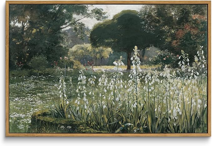 InSimSea Framed Canvas Wall Art Vintage Decor, Home Decor Wildflower Field by InSimSeaArt
