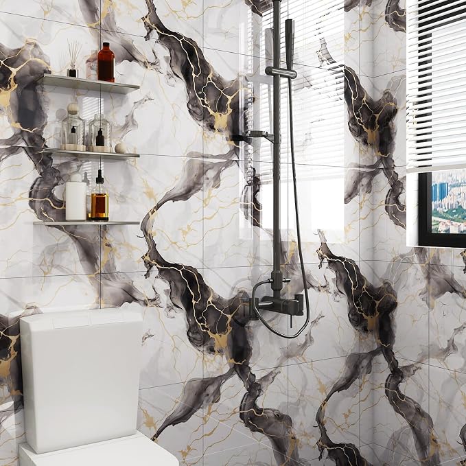 10pcs Peel and Stick Tile Shower Waterproof Marble Tiles Wall Panels, - Image 8