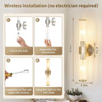 Morauroral Sand Nickel Battery Operated Wall Sconces Set of Two, Rechargeable - Image 5