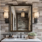 Retro Copper Effect Framed Wall Mirror, 30x36 Rectangle Mirror, by Ultrue