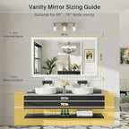 60x36 Inch White Bathroom Mirror - Image 2