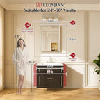 Keonjinn 24" x 32" Brushed Gold Bathroom Vanity Mirror, Aluminum Alloy Frame - Image 5