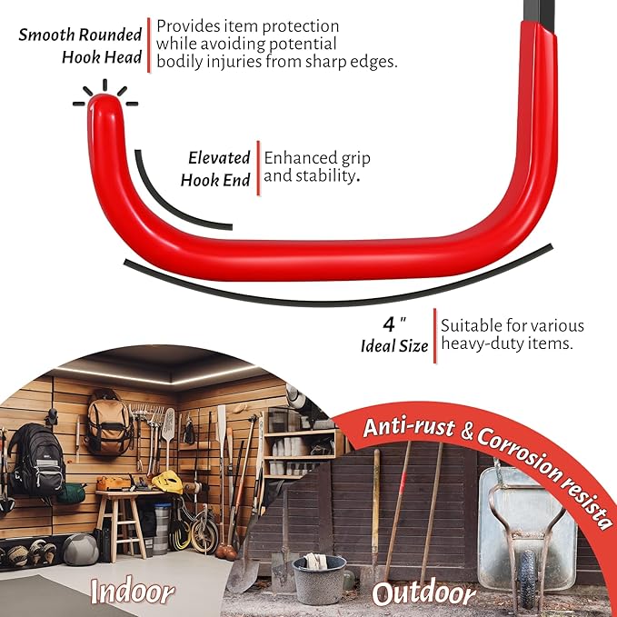 4 Inch Garage Hooks, 6 Pack Heavy Duty Wall Hooks - Image 5