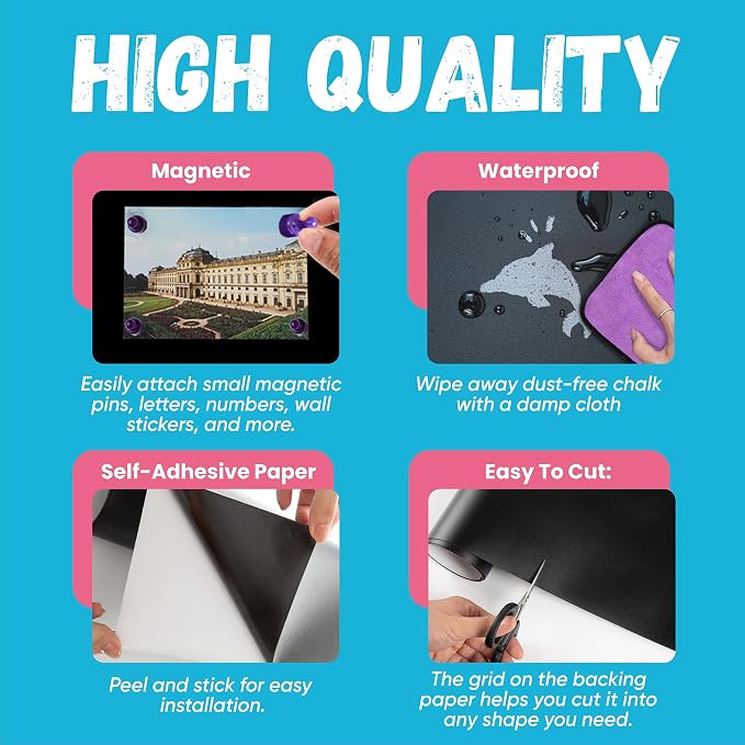 Magnetic Chalkboard Wallpaper Peel and Stick 48" x 24", Self-Adhesive - Image 4