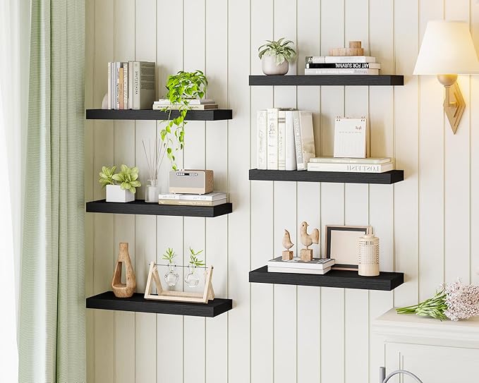 Fixwal Black Shelves, 15.8in Floating Shelves, Farmhouse Shelf Wall Decor - Image 6