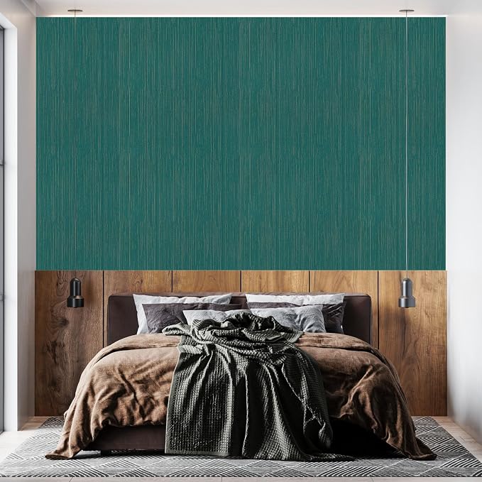 Teal Grasscloth Peel and Stick Wallpaper Texture Contact Paper 15.7" X 120" - Image 7