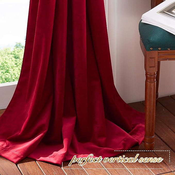 NICETOWN Red Velvet Curtains and Drapes 54 inches Long - Image 7
