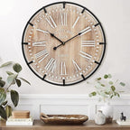 24 Inch Large Farmhouse Wall Clock, Rustic Wooden Wall Clock Decorative - Image 5