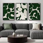 Large Framed Green and White Abstract Wall Art - Image 2