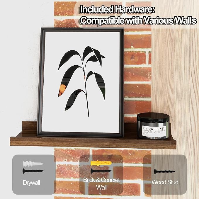 Small Floating Shelves for Wall Decor, Wall Mounted Wood Shelf for Bedroom - Image 4