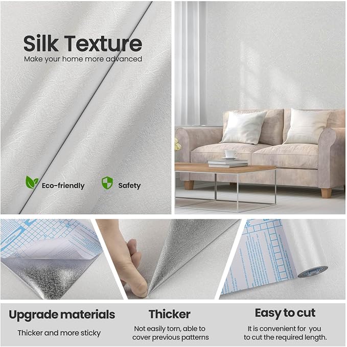 Abyssaly White Wallpaper Peel and Stick White Contact Paper - Image 2
