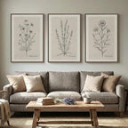 Framed Farmhouse Botanical Canvas Wall Art Set of 3, Large Vintage Neutral - Image 6
