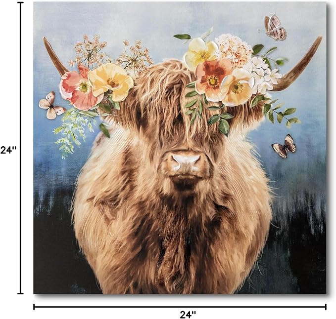 Hand-Painted Highland Cow Canvas Wall Art, Lovely Cow - Image 8