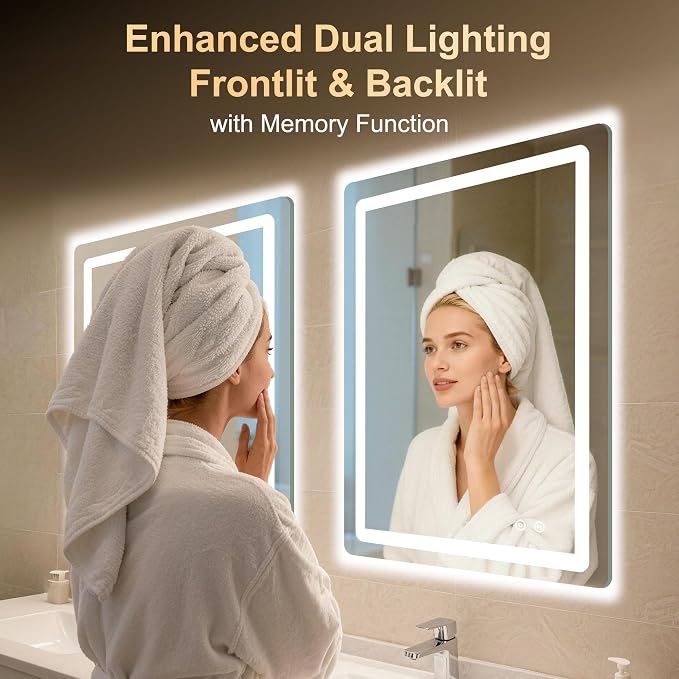 LED Bathroom Mirror, Smart Anti-Fog, Stepless Dimmable - Image 3