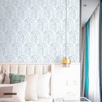 EeeComing Blue Peel and Stick Wallpaper Boho Wall Paper Peel and Stick Modern - Image 5