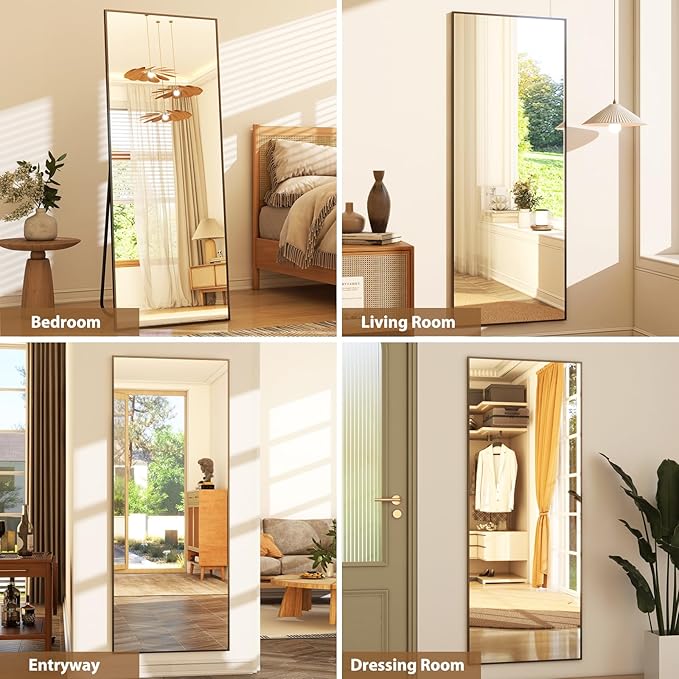 GLSLAND 64"x21" Full Length Mirror Full Body Mirror Freestanding Hanging or - Image 6
