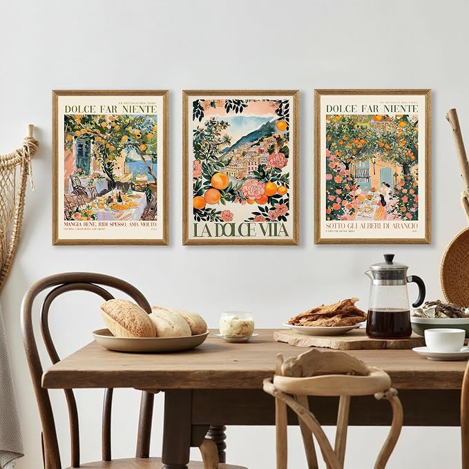 SYWENNOI 3 Pieces Wood Framed Italy Scenes Canvas Wall Art, Tuscan Wall Decor - Image 4