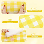 Kochorie 54 Inch x 300 Ft Light Yellow Checkered Plastic Table Cloth Roll - Image 3