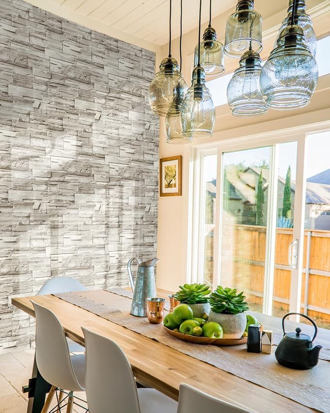 Jeweluck Stone Wallpaper Peel and Stick Brick Wallpaper 17.7”×118.1” Brick - Image 6