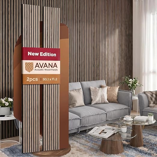 Avana Acoustic Wood Wall Panels –93.2x11.25 Inch Panels – Fits 94x12 Layout – by AvanaHome