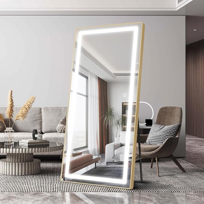 FENNIO Full Length Mirror with Lights, Free Standing Lighted Floor Mirror - Image 2