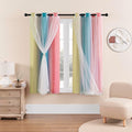 XiDi Curtains for Bedroom Decor, Rainbow Pink-Blue-34-45 by Addsomecolortolife