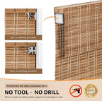 LazBlinds No Tools No Drill Cordless Bamboo Roman Shades, Custom Light - Image 3