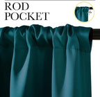 NICETOWN Teal Blackout Cafe Faux Silk Curtains - Image 2