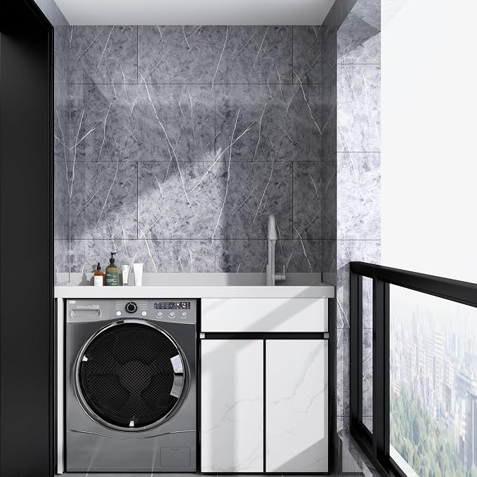 Haimin Wall Panels Peel and Stick 20 Pieces 23.6x11.8in Backsplash Marble Look - Image 2