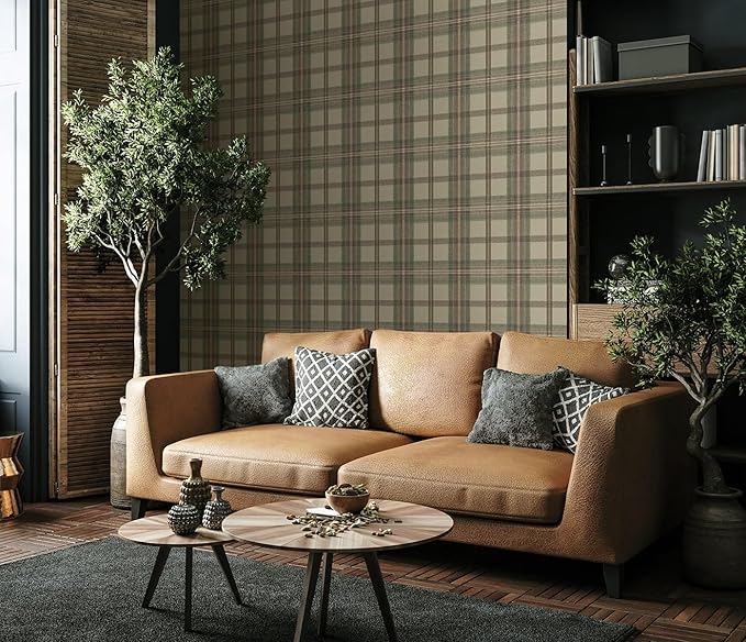 NextWall Harry & Grace Herringbone Plaid Premium Matte Non-Woven Peel and Stick - Image 3