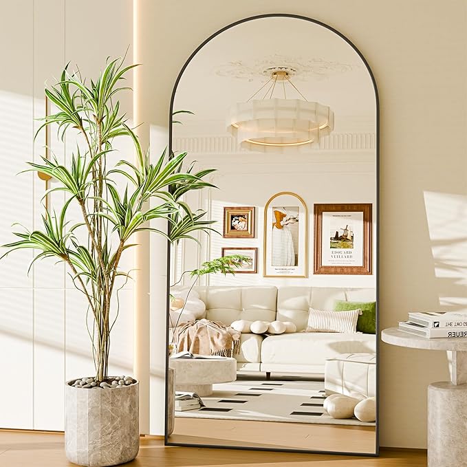 76"x34" Floor Mirror Full Length, Arched Full Length Mirror by Unknown